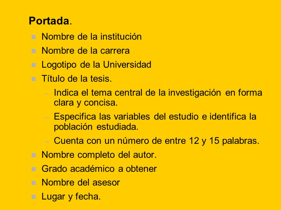 Portada. Nombre de la institución Nombre de la carrera