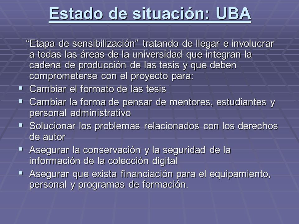 Estado de situación: UBA