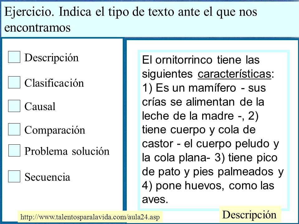 Ejercicio. Indica el tipo de texto ante el que nos encontramos