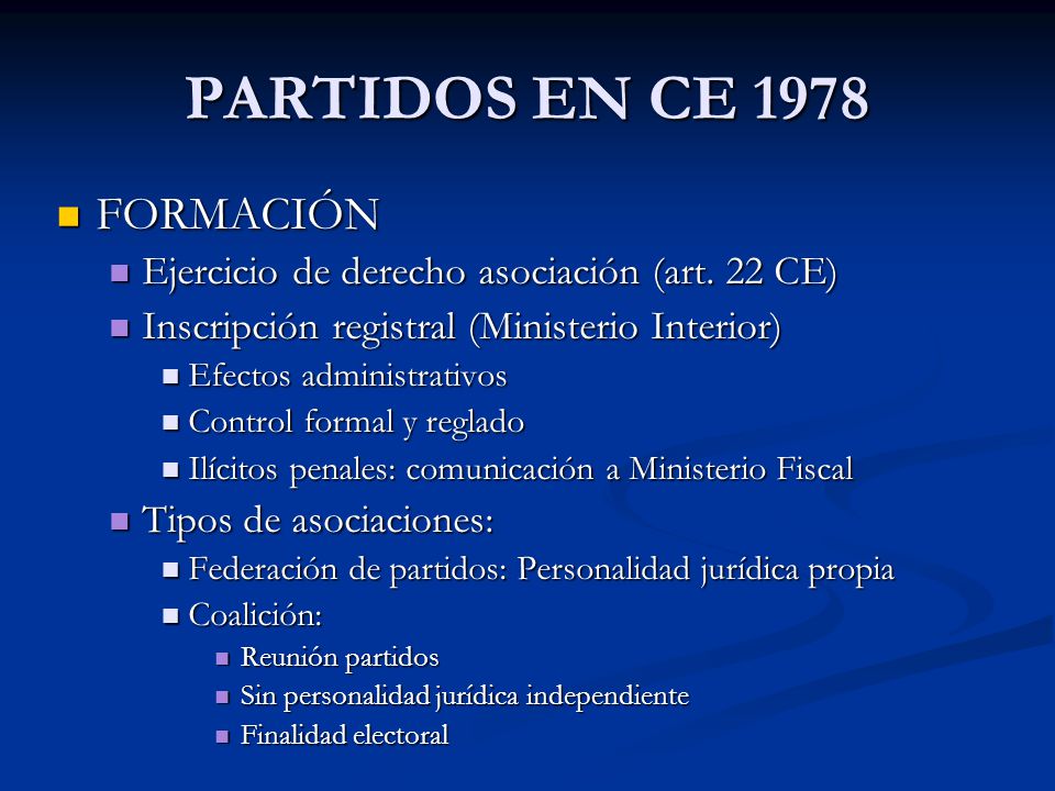 PARTIDOS EN CE 1978 FORMACIÓN