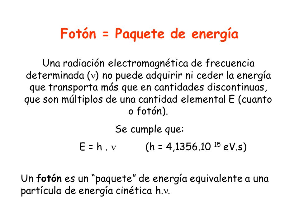 Fotón = Paquete de energía