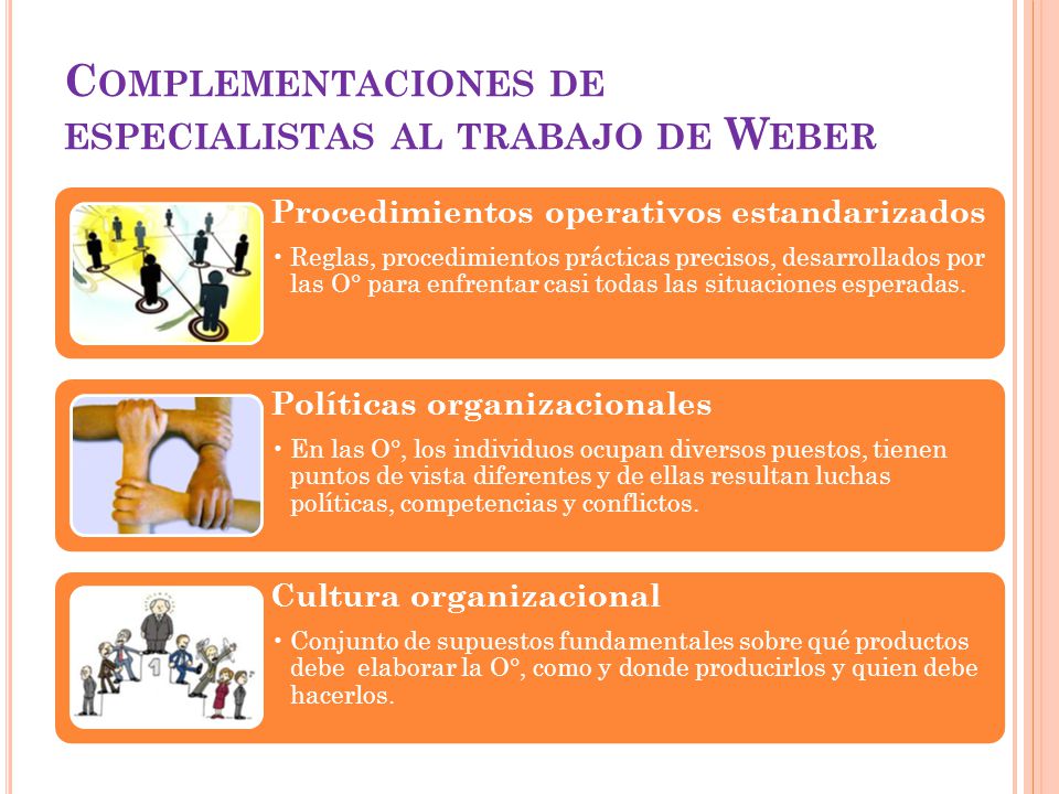 Complementaciones de especialistas al trabajo de Weber