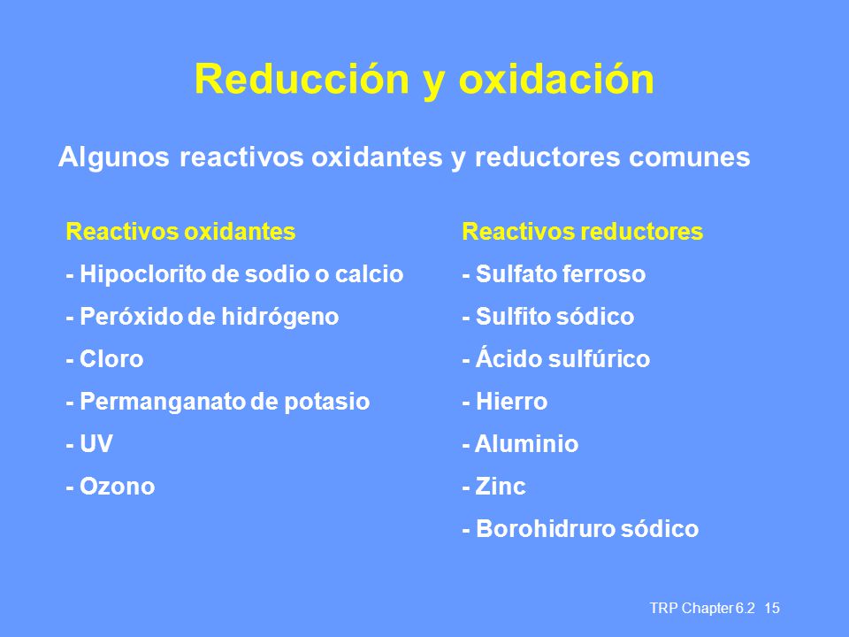 Reducción y oxidación Algunos reactivos oxidantes y reductores comunes