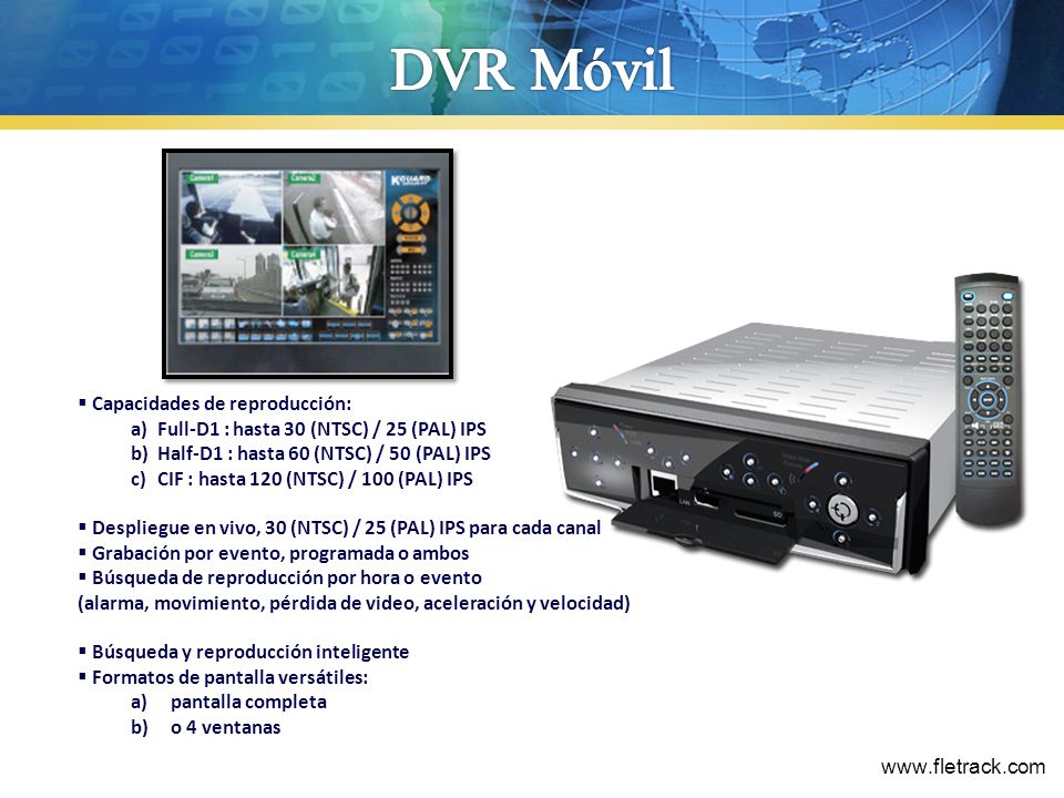 DVR Móvil Capacidades de reproducción: