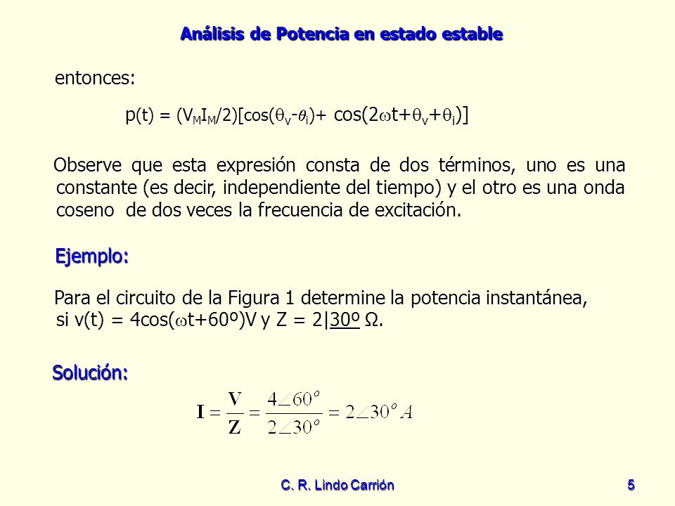 p(t) = (VMIM/2)[cos(v-i)+ cos(2t+v+i)]