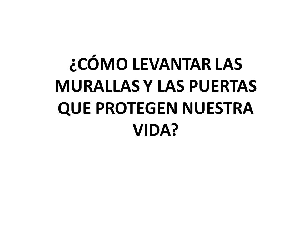 ¿CÓMO LEVANTAR LAS MURALLAS Y LAS PUERTAS QUE PROTEGEN NUESTRA VIDA