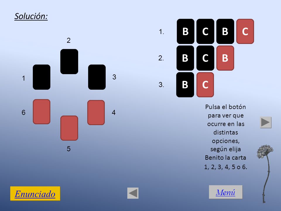 B C B C B C B B C Solución: Enunciado Menú