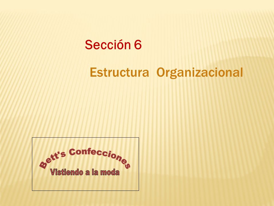Sección 6 Estructura Organizacional Vistiendo a la moda Bett s Confecciones