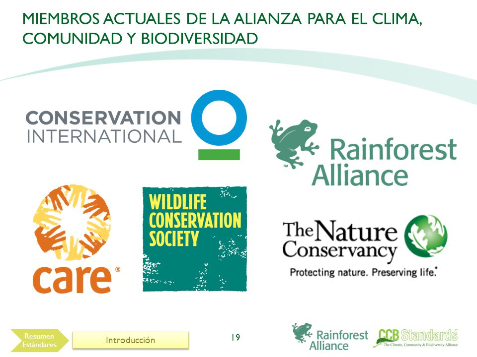 MIEMBROS ACTUALES DE LA ALIANZA PARA EL CLIMA, COMUNIDAD Y BIODIVERSIDAD