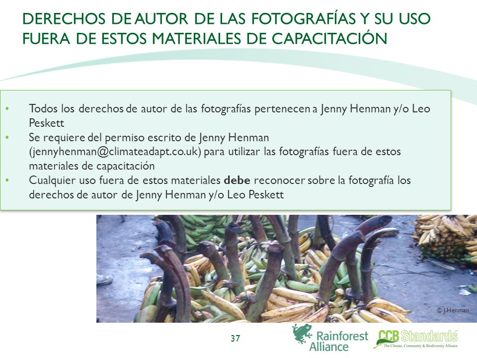 DERECHOS DE AUTOR DE LAS FOTOGRAFÍAS Y SU USO FUERA DE ESTOS MATERIALES DE CAPACITACIÓN