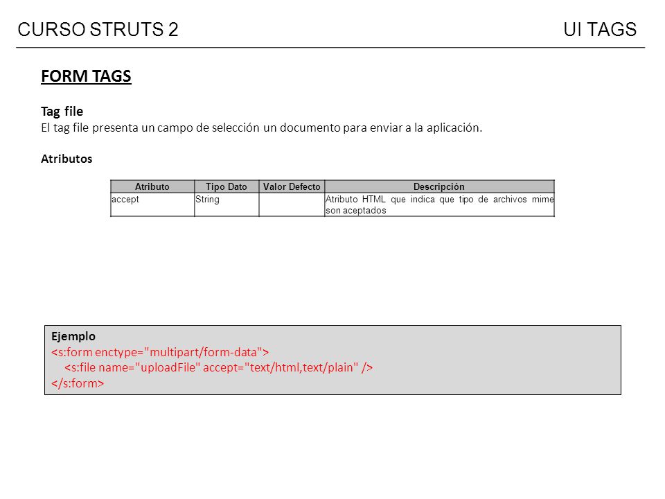 CURSO STRUTS 2 UI TAGS FORM TAGS Tag file