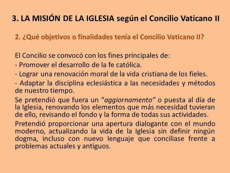 3. LA MISIÓN DE LA IGLESIA según el Concilio Vaticano II