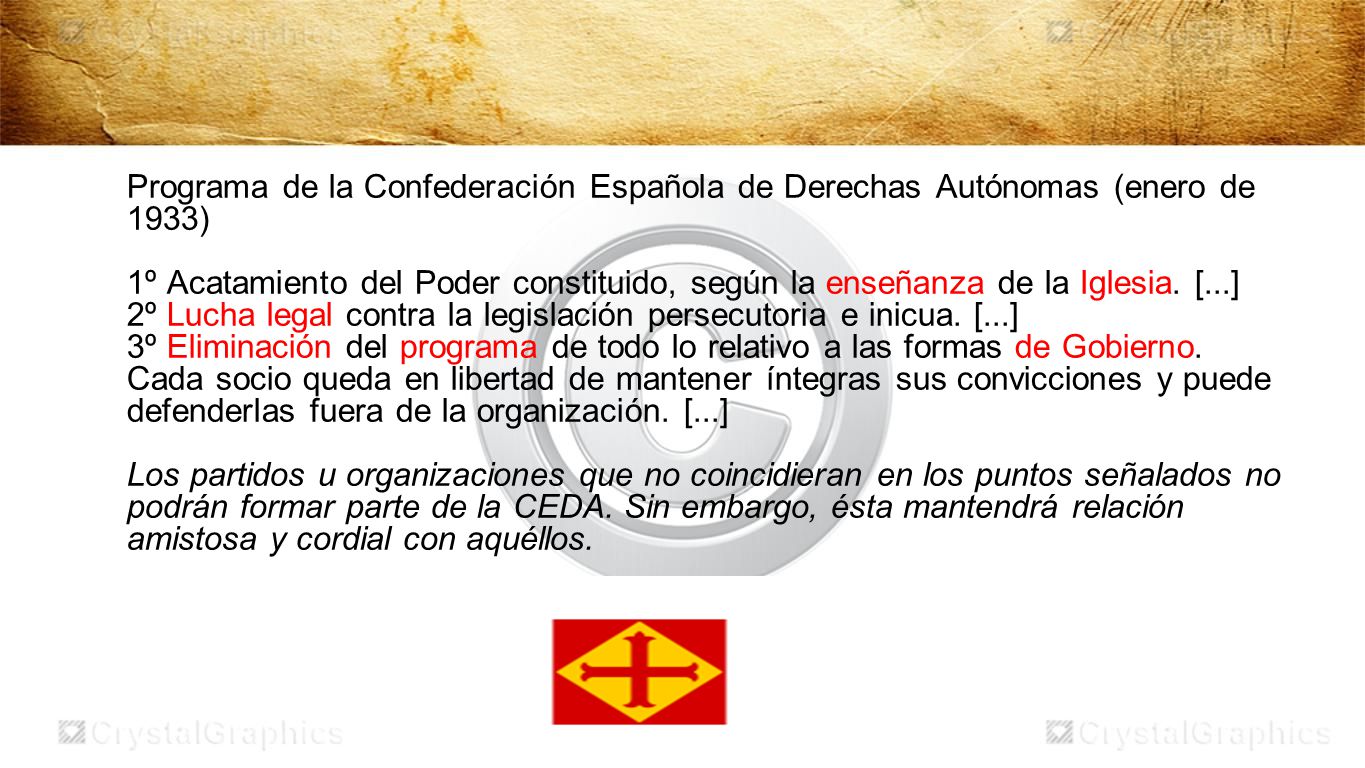 Programa de la Confederación Española de Derechas Autónomas (enero de 1933)