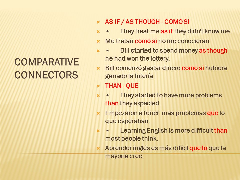 COMPARATIVE CONNECTORS