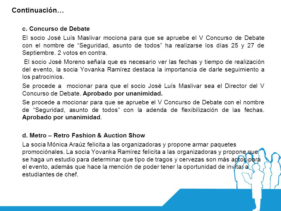 Continuación… c. Concurso de Debate