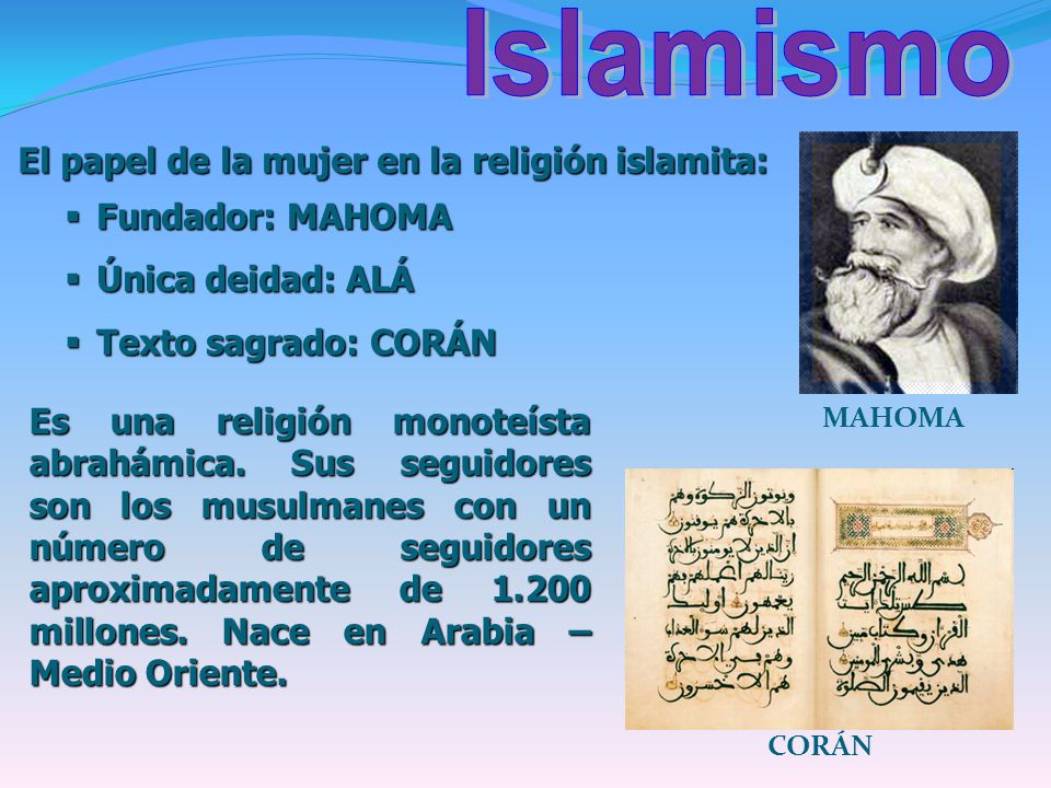 Islamismo El papel de la mujer en la religión islamita: