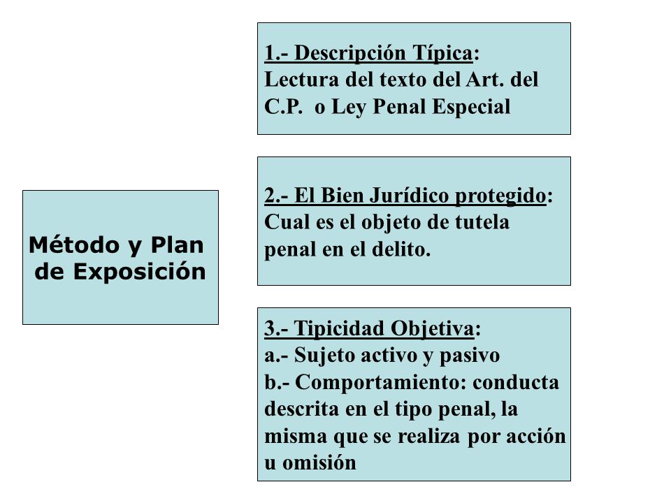 1.- Descripción Típica: Lectura del texto del Art. del. C.P. o Ley Penal Especial. 2.- El Bien Jurídico protegido: