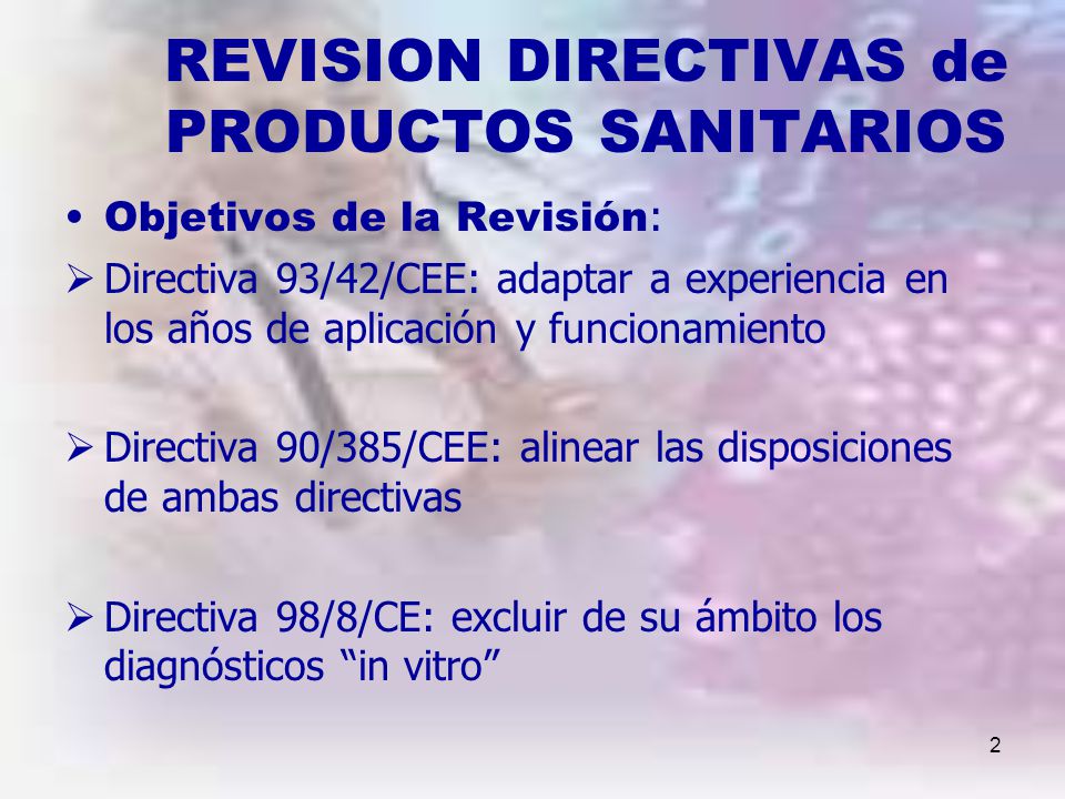 REVISION DIRECTIVAS de PRODUCTOS SANITARIOS