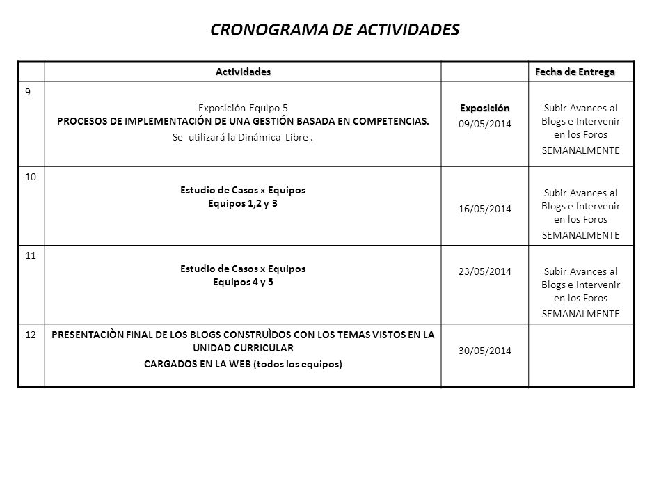 CRONOGRAMA DE ACTIVIDADES