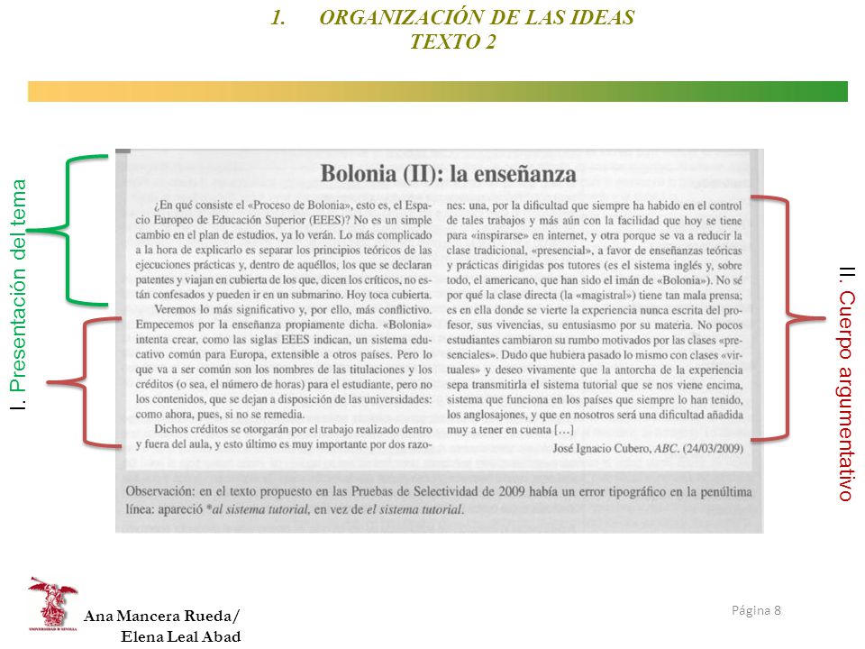 ORGANIZACIÓN DE LAS IDEAS
