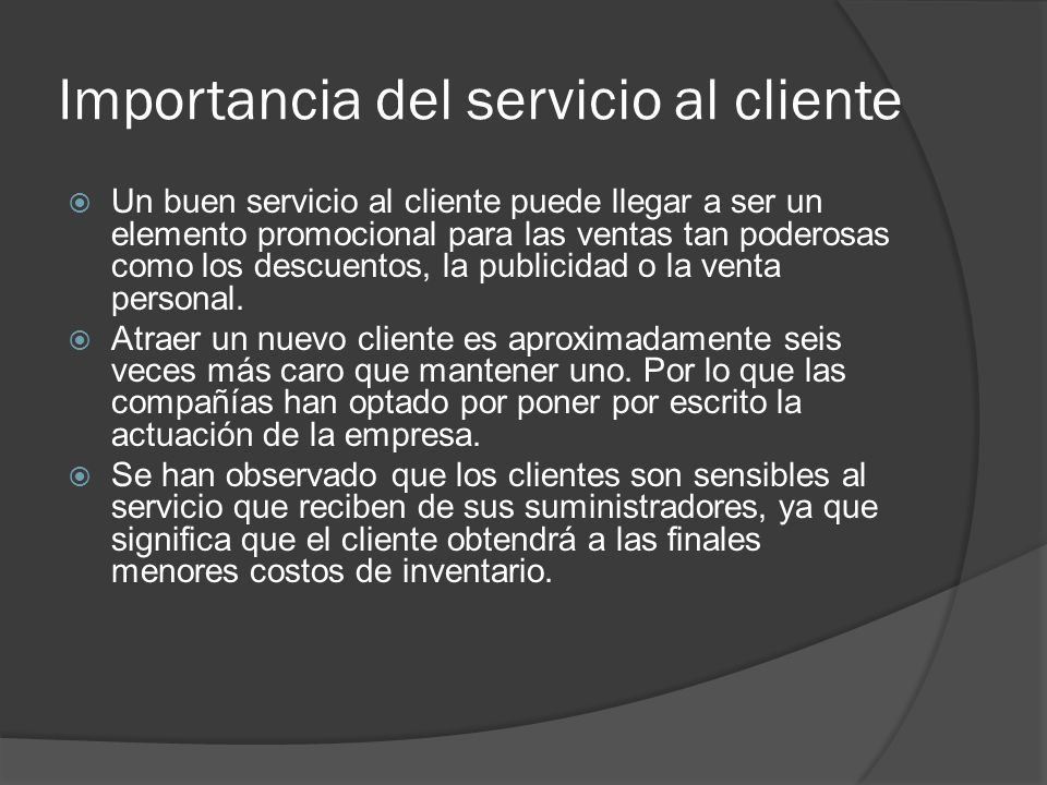 Importancia del servicio al cliente