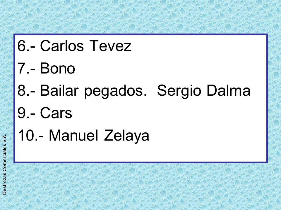 6.- Carlos Tevez 7.- Bono 8.- Bailar pegados. Sergio Dalma 9.- Cars 10.- Manuel Zelaya