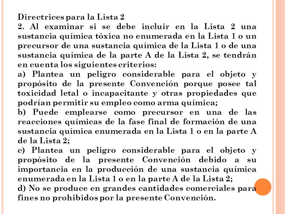 Directrices para la Lista 2