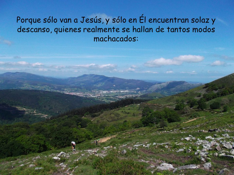 Porque sólo van a Jesús, y sólo en Él encuentran solaz y descanso, quienes realmente se hallan de tantos modos machacados: