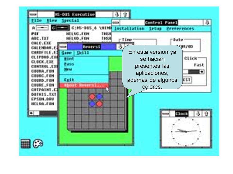 En esta version ya se hacian presentes las aplicaciones, ademas de algunos colores.