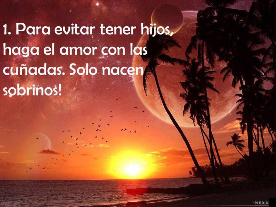 1. Para evitar tener hijos, haga el amor con las cuñadas