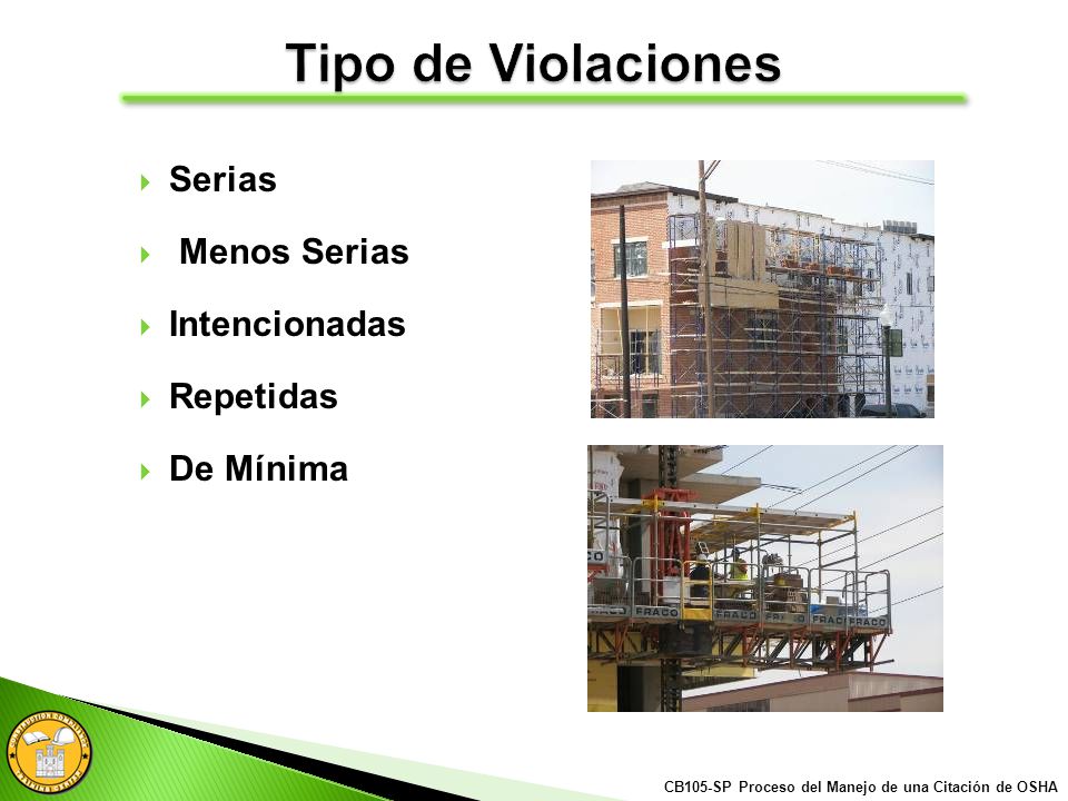 Tipo de Violaciones Serias Menos Serias Intencionadas Repetidas