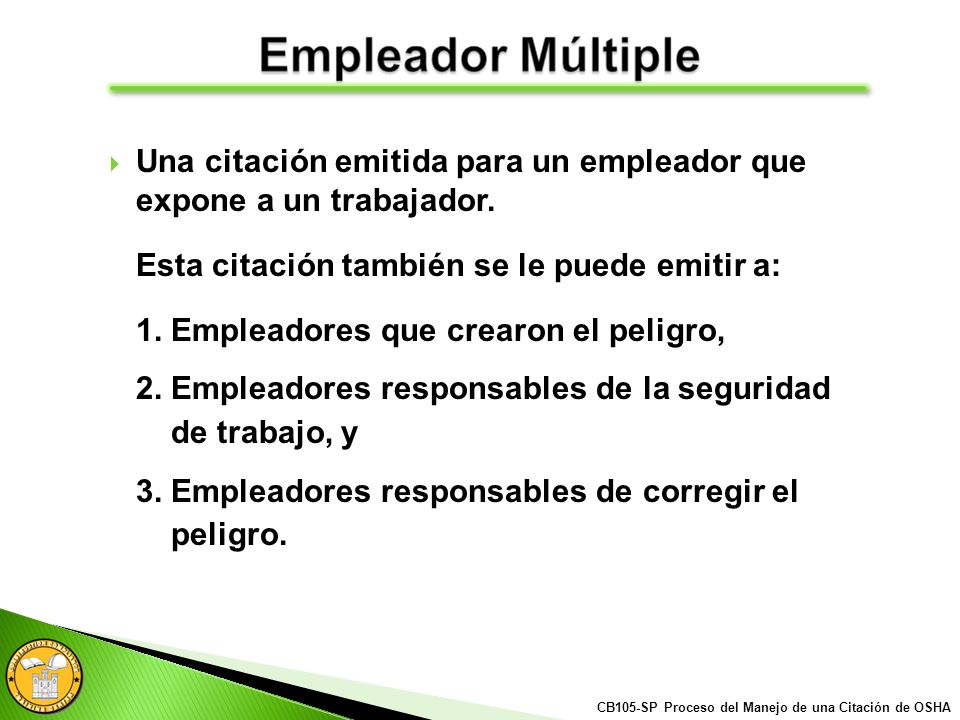 Una citación emitida para un empleador que expone a un trabajador.