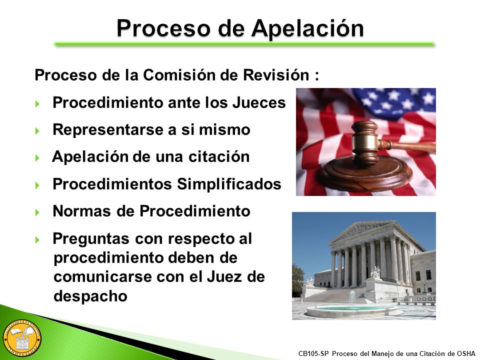 Proceso de Apelación Proceso de la Comisión de Revisión :