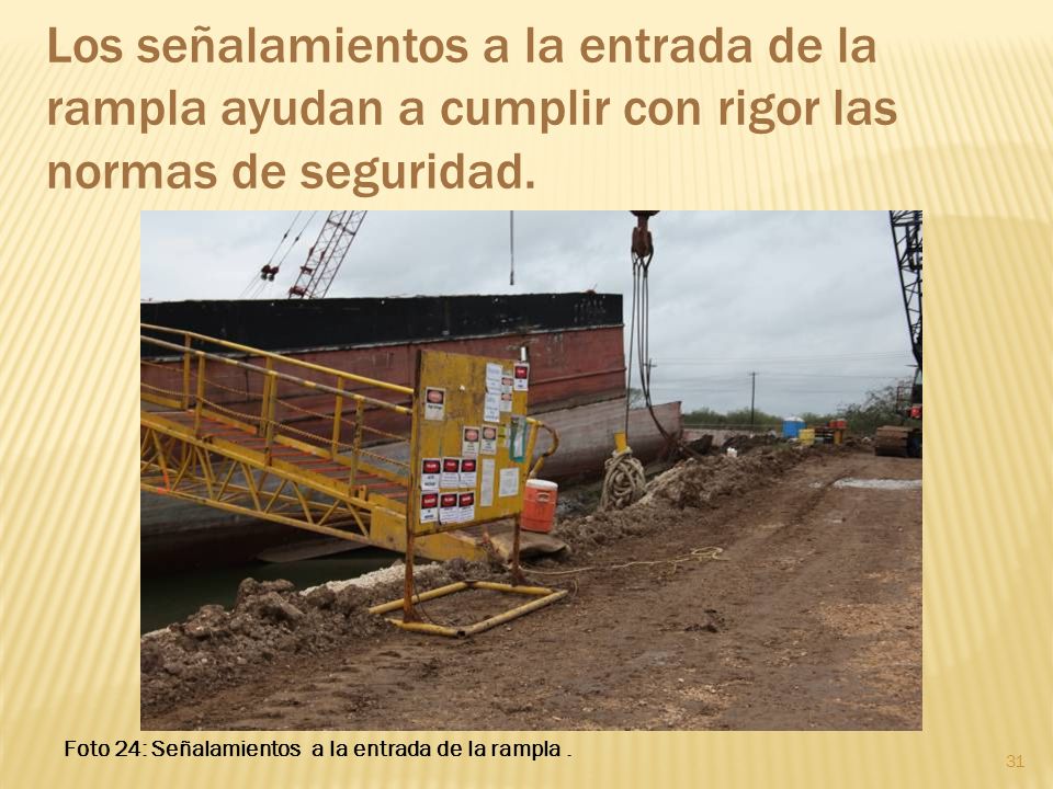 Los señalamientos a la entrada de la rampla ayudan a cumplir con rigor las normas de seguridad.