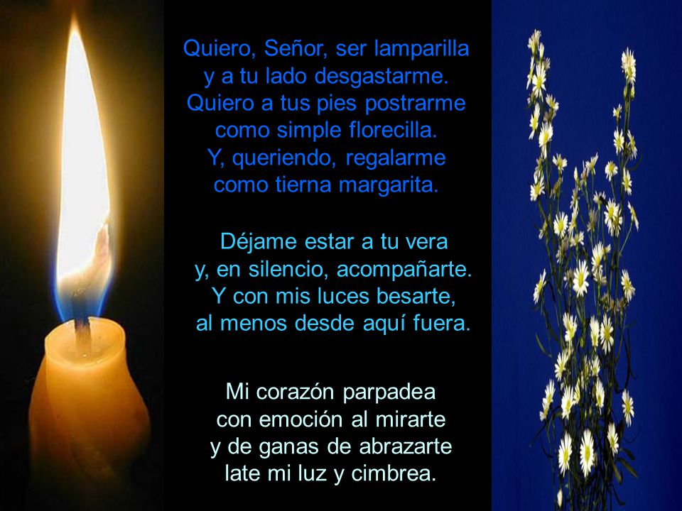 Quiero, Señor, ser lamparilla y a tu lado desgastarme.