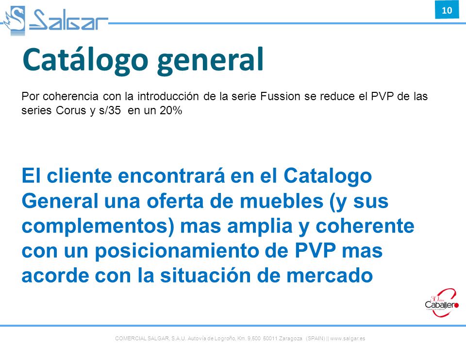 Catálogo general Por coherencia con la introducción de la serie Fussion se reduce el PVP de las series Corus y s/35 en un 20%