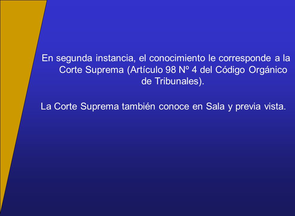 La Corte Suprema también conoce en Sala y previa vista.