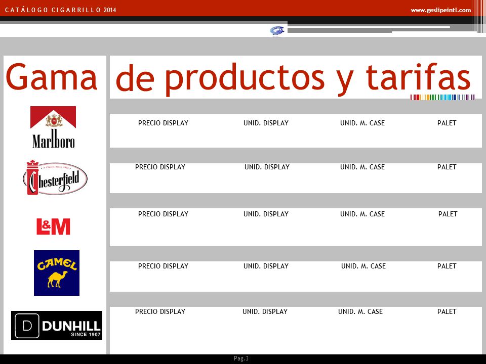 Gama productos y tarifas