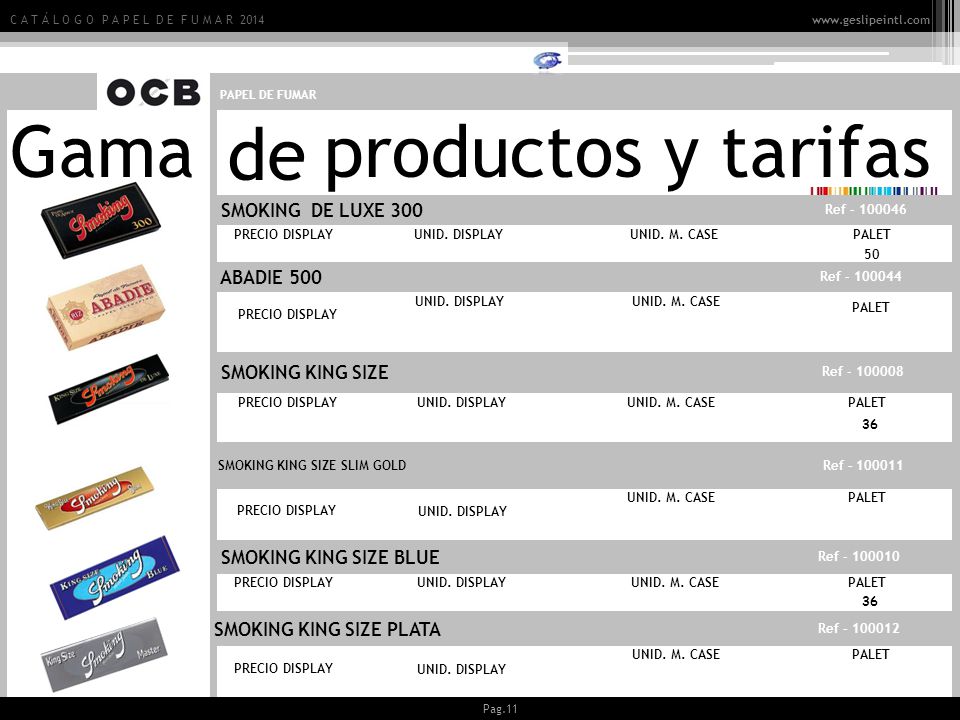 Gama productos y tarifas