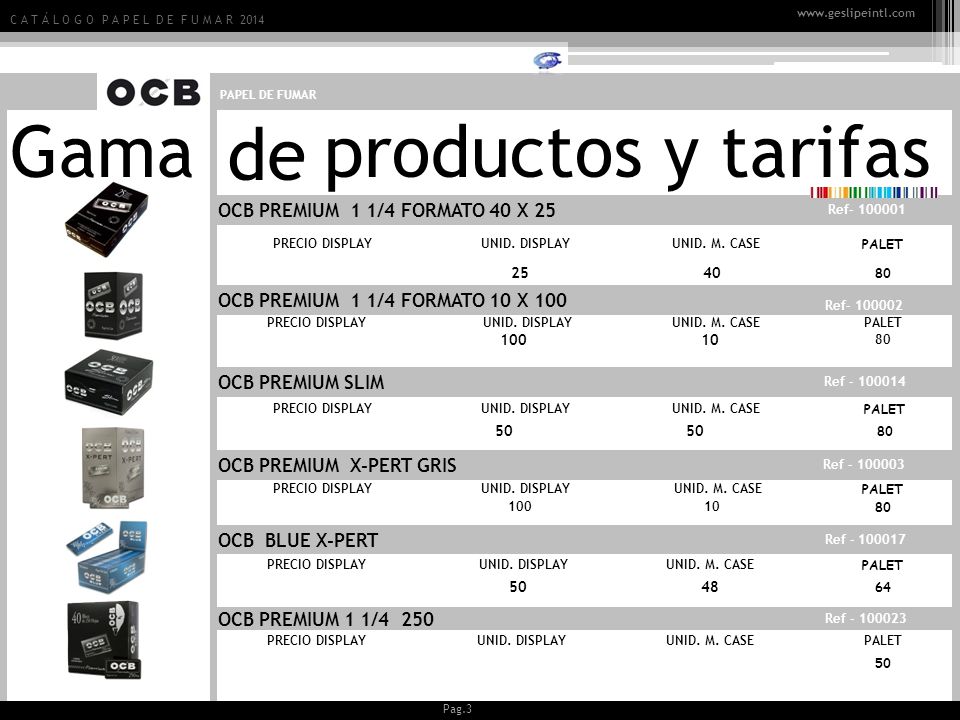 Gama productos y tarifas