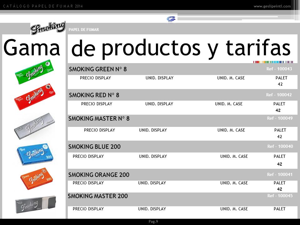 Gama productos y tarifas