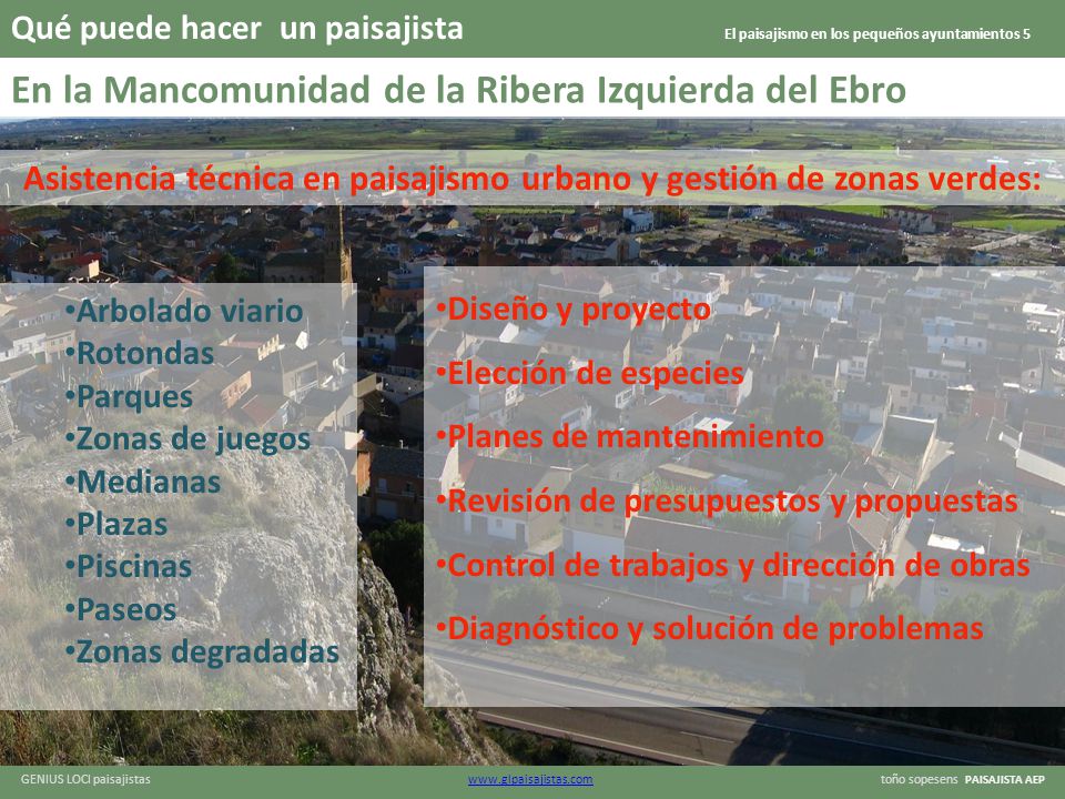 Asistencia técnica en paisajismo urbano y gestión de zonas verdes: