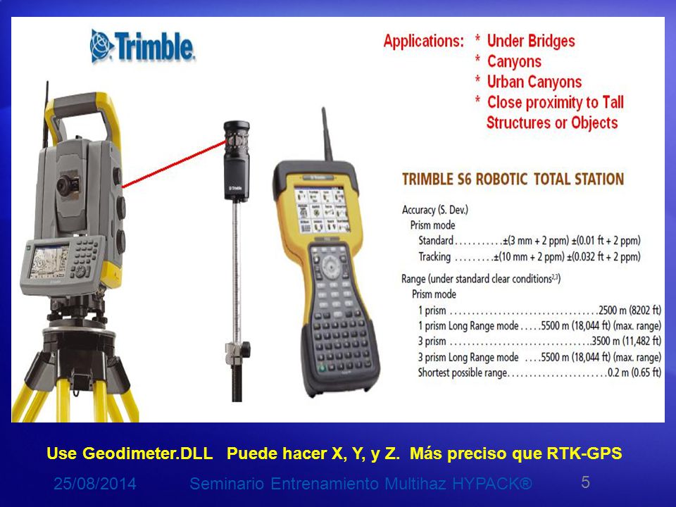Use Geodimeter.DLL Puede hacer X, Y, y Z. Más preciso que RTK-GPS