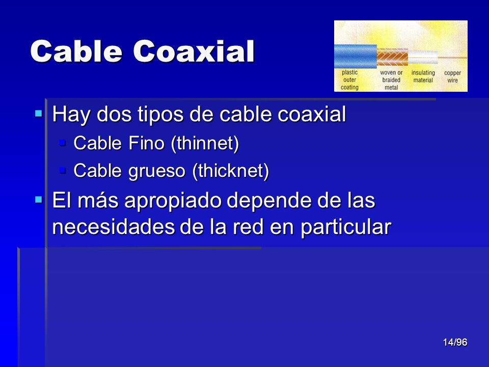 Cable Coaxial Hay dos tipos de cable coaxial