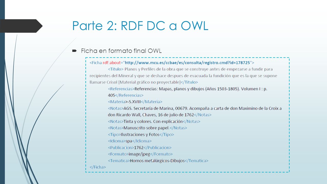 Parte 2: RDF DC a OWL Ficha en formato final OWL