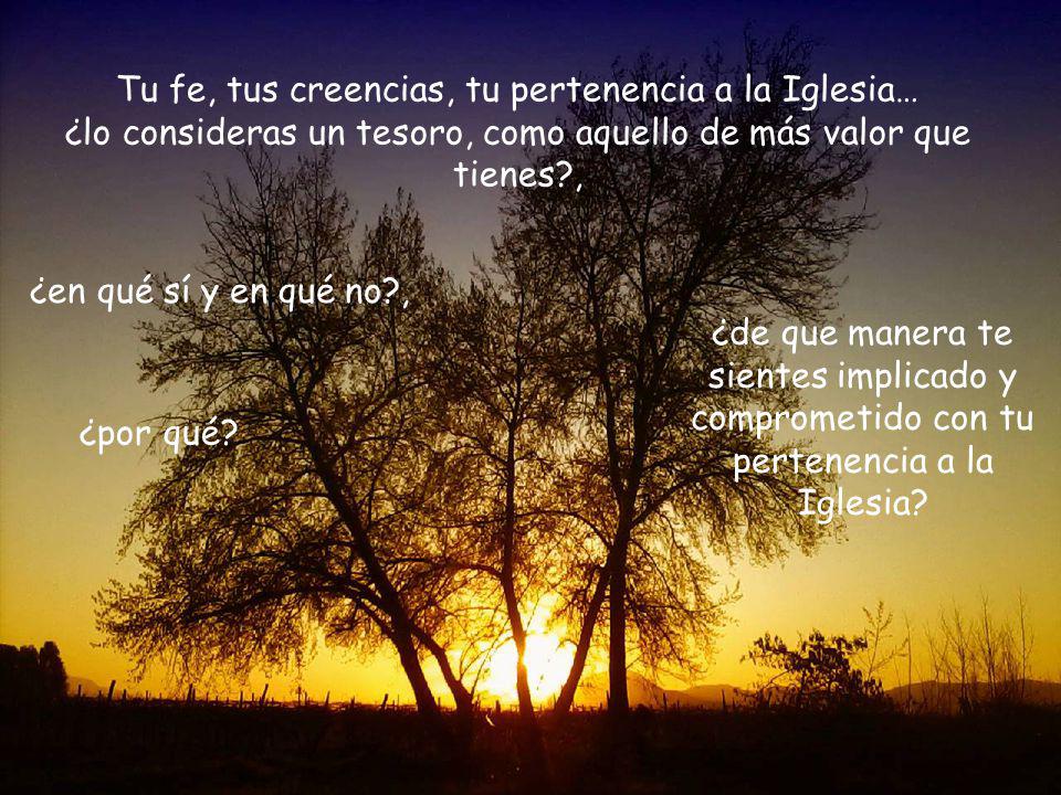 Tu fe, tus creencias, tu pertenencia a la Iglesia… ¿lo consideras un tesoro, como aquello de más valor que tienes ,