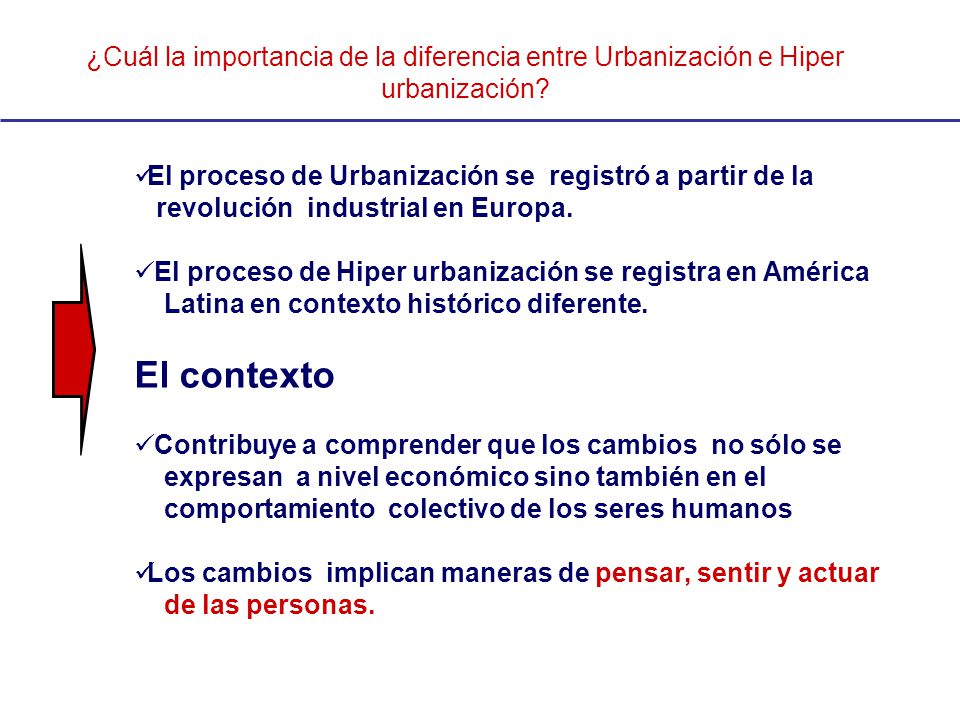 ¿Cuál la importancia de la diferencia entre Urbanización e Hiper urbanización