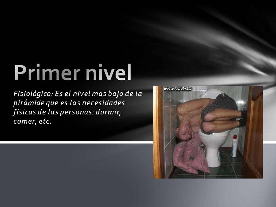 Primer nivel Fisiológico: Es el nivel mas bajo de la pirámide que es las necesidades físicas de las personas: dormir, comer, etc.