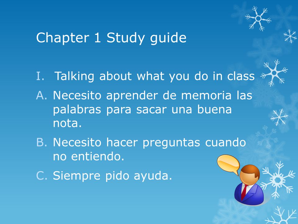 Chapter 1 Study guide Talking about what you do in class