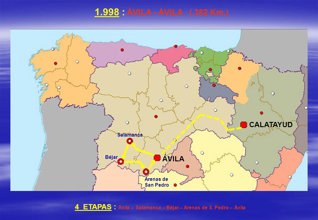 4 ETAPAS : Ávila – Salamanca – Béjar – Arenas de S. Pedro – Ávila